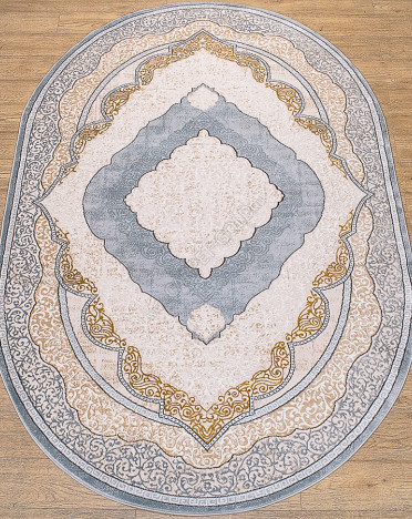 Ковер российский 25634-24348 Каскад (PP Heatset Высокоплотный, бежевый, серый) овальный