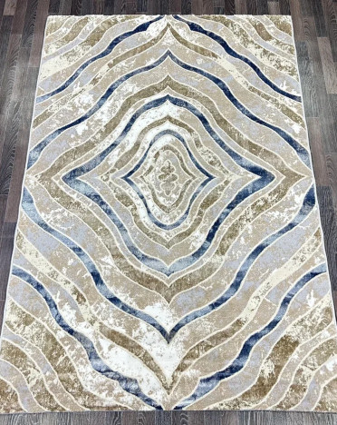 Ковер турецкий D066A Semnan (Полиэстер хит-сет, бежевый, синий)