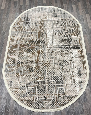 Ковер турецкий 40632A AURA (Акрил, бежевый, серый) овальный