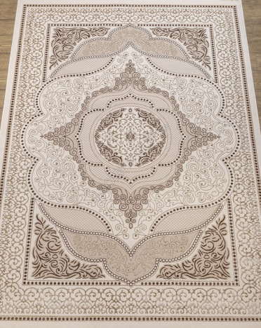 Ковер турецкий NA55E Rich (Полиэстер хит-сет, бежевый, коричневый)