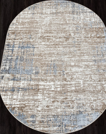 Ковер турецкий 01629A PARADIZE (Полиэстер, бежевый, голубой) овальный