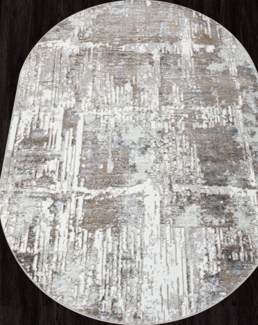 Ковер турецкий 06735B PARADIZE (Полиэстер, бежевый, серый) овальный