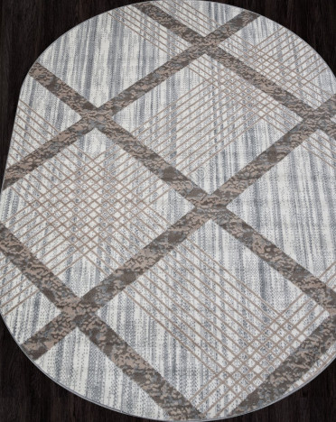 Ковер российский F351 SIERRA (Полипропилен, бежевый, серый, кремовый) овальный