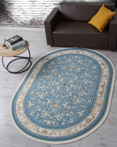 Ковер M101B - BLUE / BLUE - Овал - коллекция ZARINA